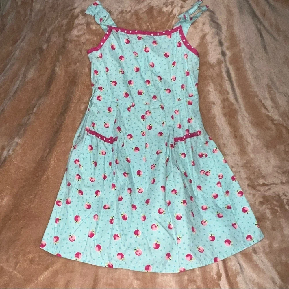 Gymboree Girls Aqua Pink Candy Apple Polka Dot Sun Dress Size 8 Vintage 2007